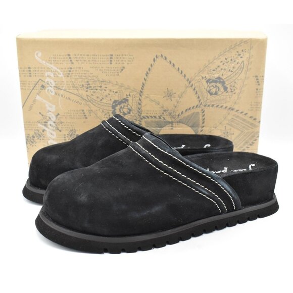 Free People Black Suede Mules with Contrast Stitching - Picture 1 of 12